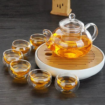 Прозрачный двухслойный стеклянный набор маленьких чайных чашек для кунг-фу, дегустационная чашка, изоляционная чашка, китайская чашка для чая, чайная чашка