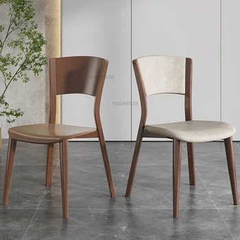 Скандинавские обеденные стулья из искусственной кожи для домашней мебели, обеденные стулья из массива дерева, креативные домашние Кухонные стулья со спинкой