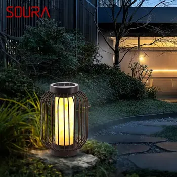 Современная уличная газонная лампа SOURA Dolomite LED Винтажное солнечное освещение Водонепроницаемый IP65 для внутреннего фонаря в саду во внутреннем дворике