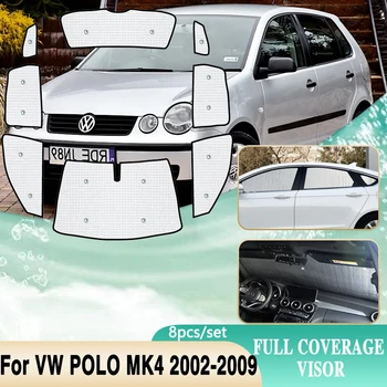 Солнцезащитный козырек с полным покрытием для Volkswagen VW POLO 6R 9N Mk4 2002 ~ 2009 Автомобильные Аксессуары Блок Лобового стекла Солнечный свет УФ-козырек Защита От солнца