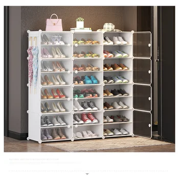 Стойка для обуви Многослойная, простая в домашнем хозяйстве, экономичная Обувь Для хранения, стойка для обуви в общежитии для прихожей, собранный пластиковый шкаф для обуви