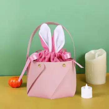 Сумка для пасхальных подарков на шнурке Износостойкая упаковочная сумка Happy Easter Rabbit Сумка для конфет с заячьими ушками Сумка для хранения