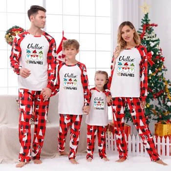 Счастливого Рождества, семейные пижамы с принтом снеговика, подходящая одежда для мамы и дочки, повседневная мягкая одежда для сна, Рождественский семейный образ