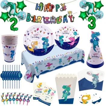 Тематическая вечеринка с динозаврами, бумажная тарелка, Чашка, салфетка, баннер, соломенная скатерть, Воздушный шар, декор для детского Дня рождения, Одноразовая посуда