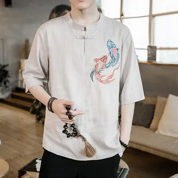 Традиционные китайские топы, блузка shang hai, повседневные свободные блузки, интернет-магазин традиционной китайской одежды для мужчин FF678 A