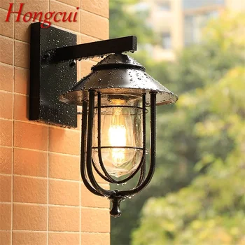 Уличный черный настенный светильник Hongcui LED Классические ретро-бра Водонепроницаемые Декоративные для домашнего прохода