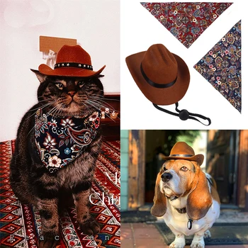 Универсальная ковбойская шляпа в стиле Вестерн для маленьких собак и кошек, реквизит для фотосессии, Аксессуары для домашних животных, Хэллоуин, Рождество, Уличная вечеринка