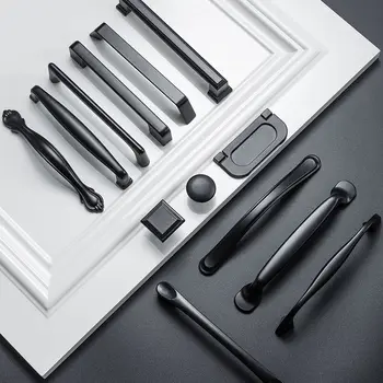 Черные ручки Мебельный шкаф Ручки Muebles Ручки Кухонные Ручки Ручки выдвижных ящиков Ручки для шкафов Ручки для шкафов