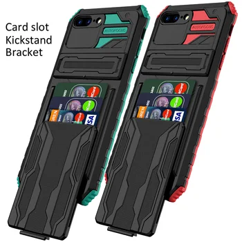 Чехол для карт памяти для iPhone 7 8 Plus, кронштейн для подставки, гибридная броня, прочная сумка для карт, держатель для кармана, защитная крышка
