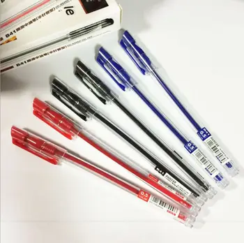 Шариковая ручка с прозрачным финансовым наконечником 0,5 мм, синие, черные, красные, канцелярские и школьные принадлежности