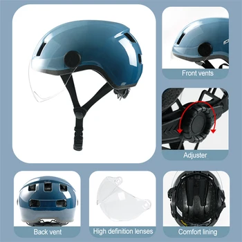 Шлем для скутера, Снаряжение для верховой езды, Принадлежности для велоспорта, Велосипедные шлемы с четким обзором, Регулируемая Защитная шляпа Cyanine