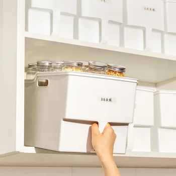 Ящик для хранения в высоком кухонном шкафу Корзина для материалов в стиле Sub-Style Бытовая с ручкой Корзина для хранения рисунка в верхнем шкафу